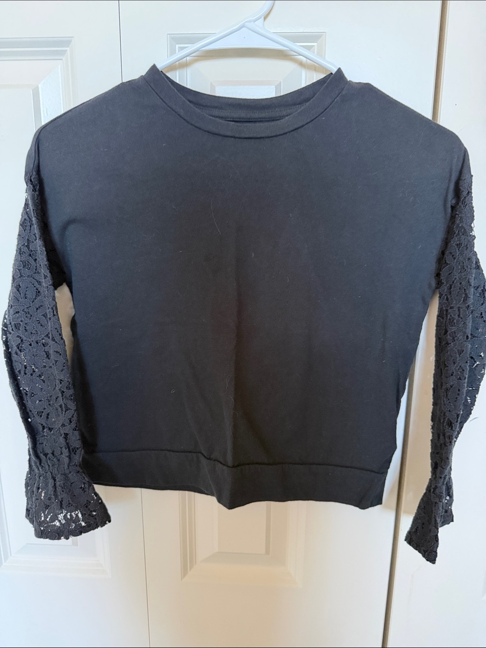 GAP Black Long Sleeve Tee with Lace Sleeves